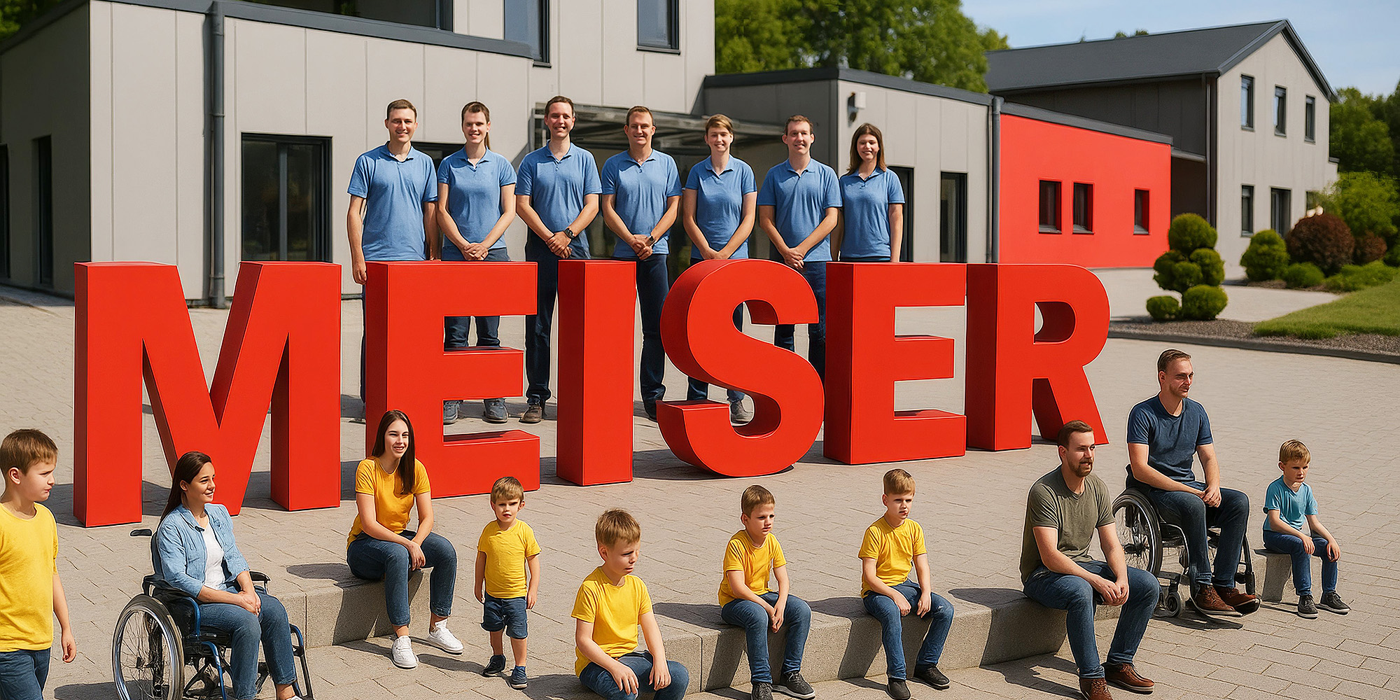 Gruppenaufnahme des Orthopädietechnik-Teams im Arbeitsumfeld